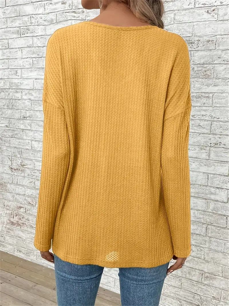 Casual V-Neck Long Sleeve Top