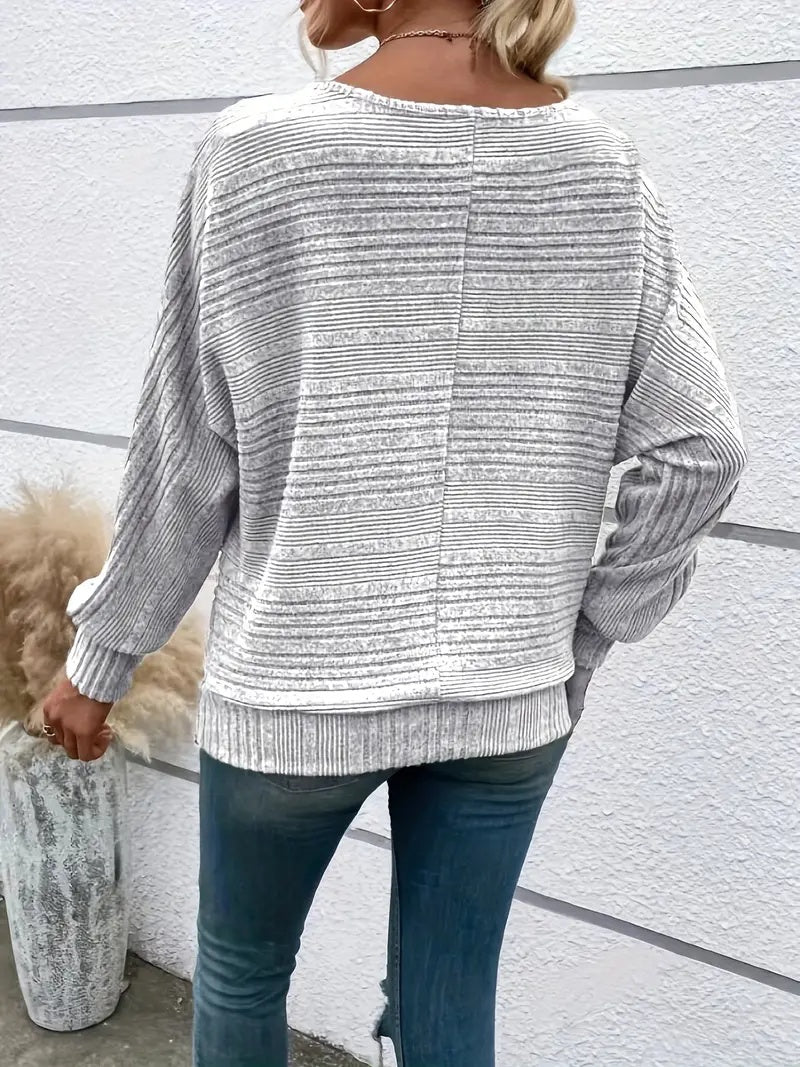 Elegant Ribbed Long-Sleeve T-Shirt