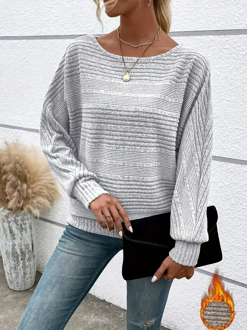 Elegant Ribbed Long-Sleeve T-Shirt