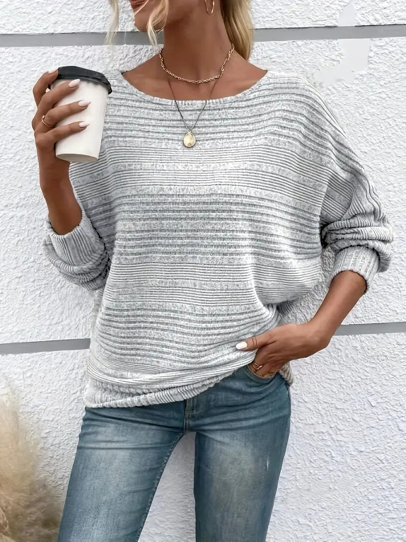 Elegant Ribbed Long-Sleeve T-Shirt