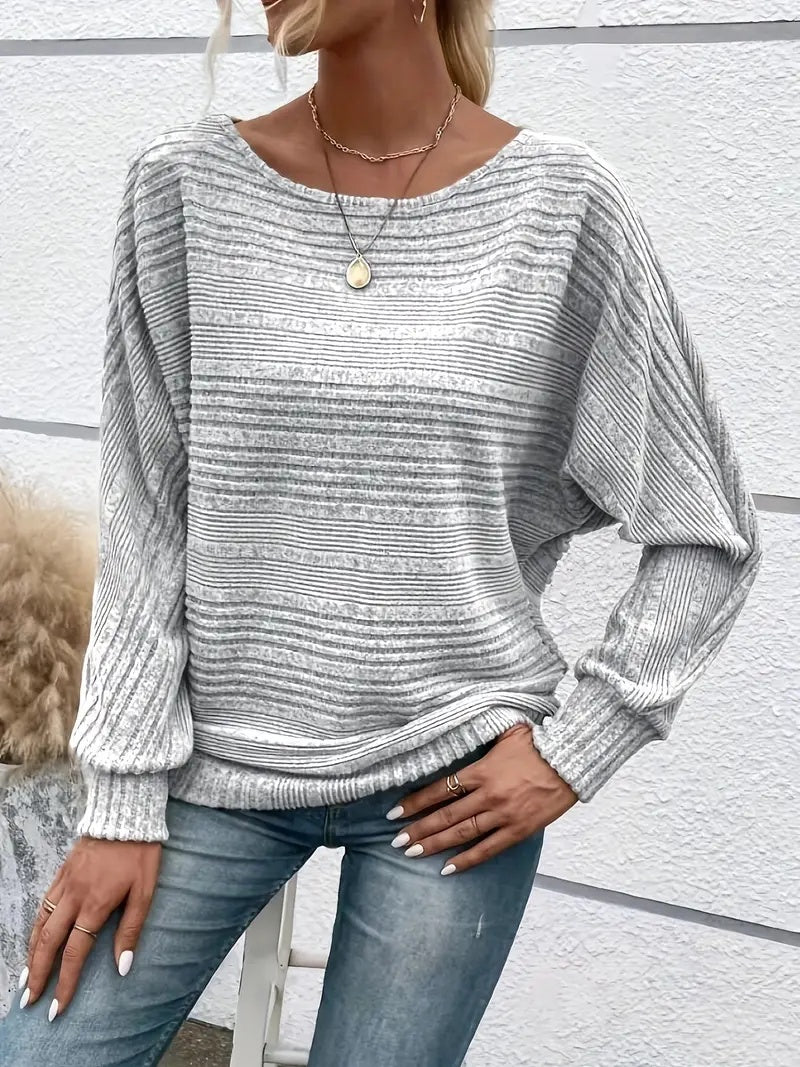 Elegant Ribbed Long-Sleeve T-Shirt