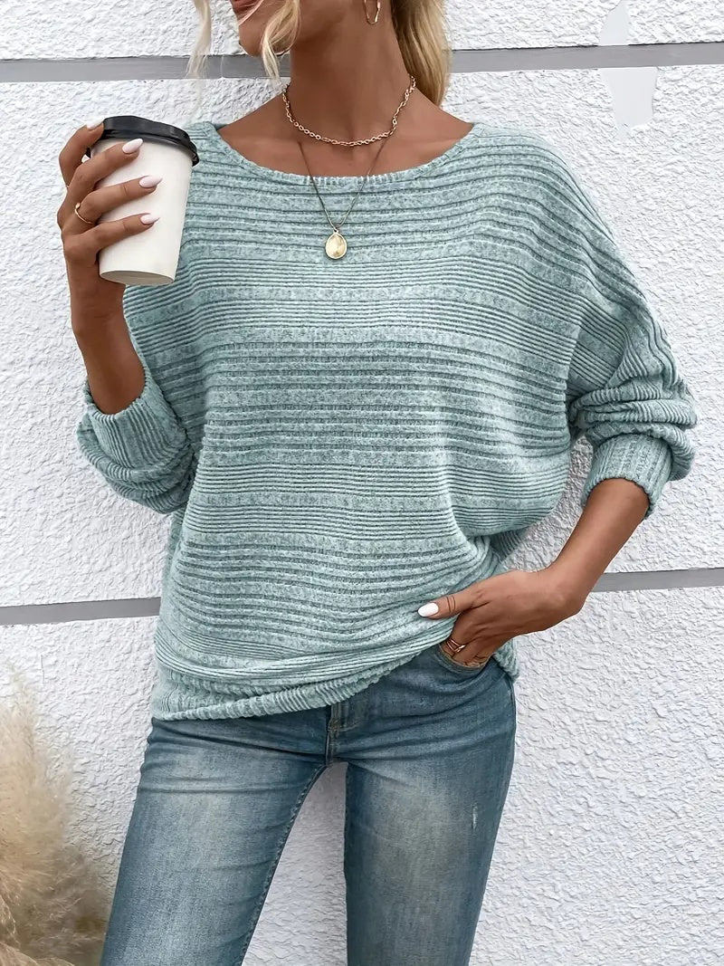 Elegant Ribbed Long-Sleeve T-Shirt