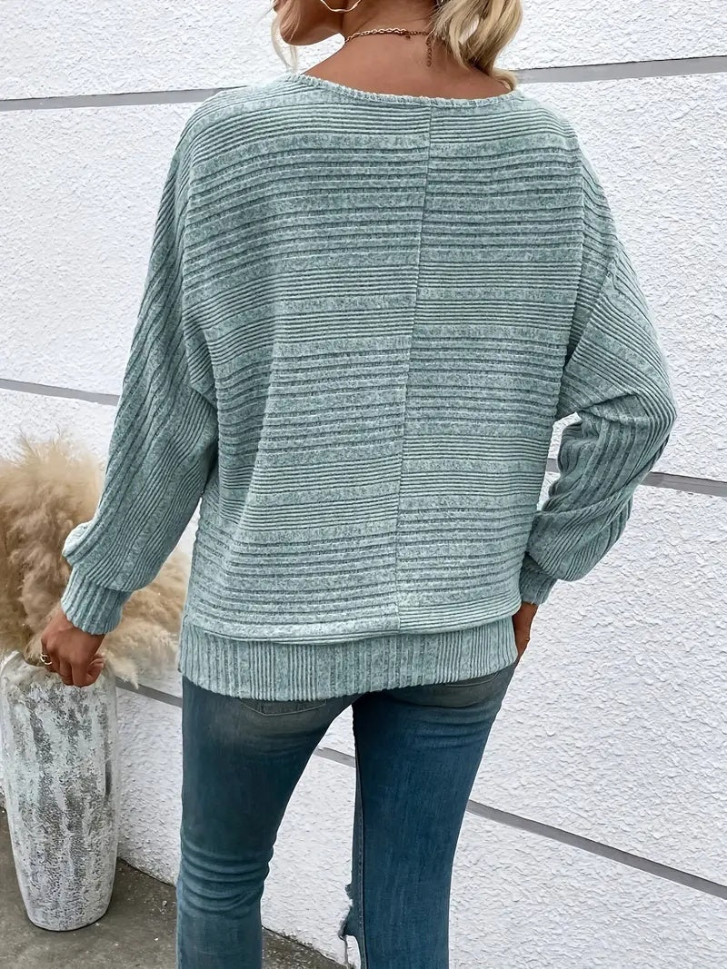 Elegant Ribbed Long-Sleeve T-Shirt