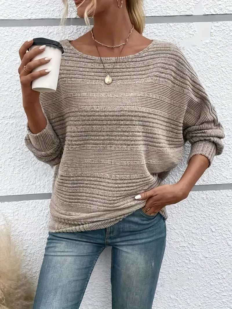 Elegant Ribbed Long-Sleeve T-Shirt