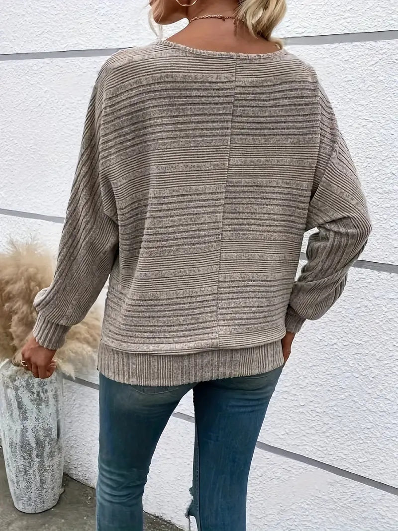 Elegant Ribbed Long-Sleeve T-Shirt