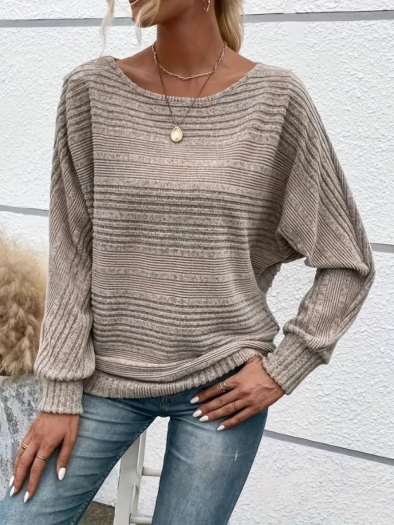 Elegant Ribbed Long-Sleeve T-Shirt