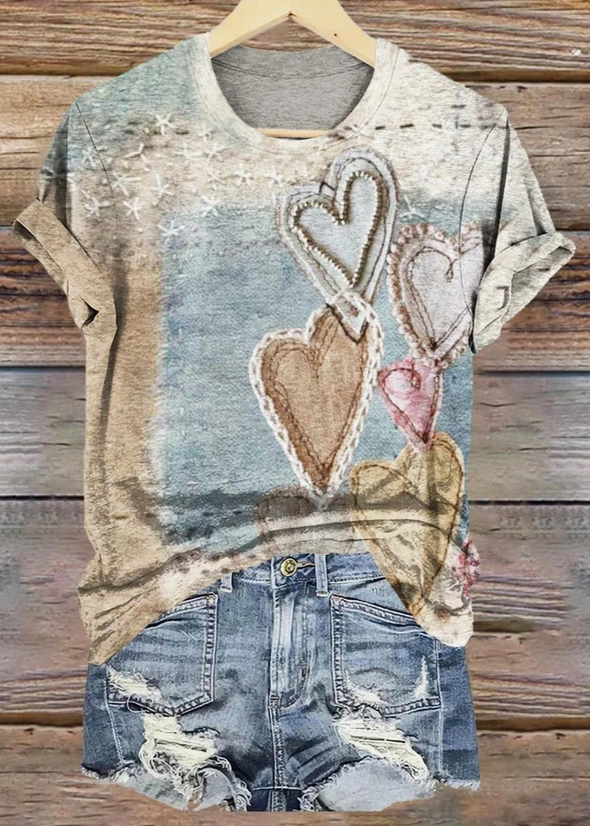 Vintage Heart-Print T-Shirt