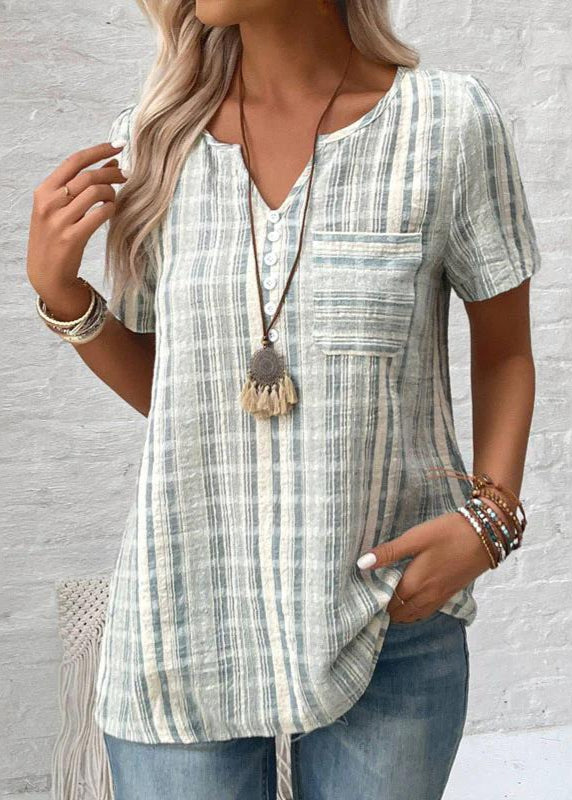 Casual Striped V-Neck Blouse