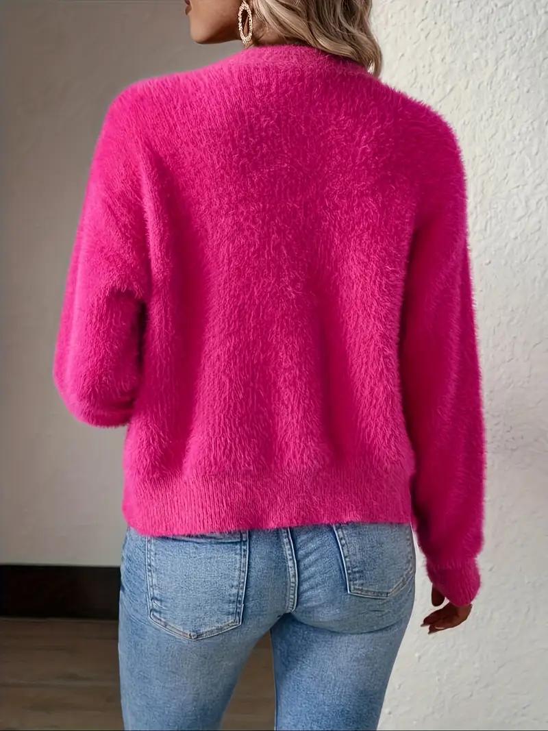 Chic V-Neck Fuzzy Cardigan