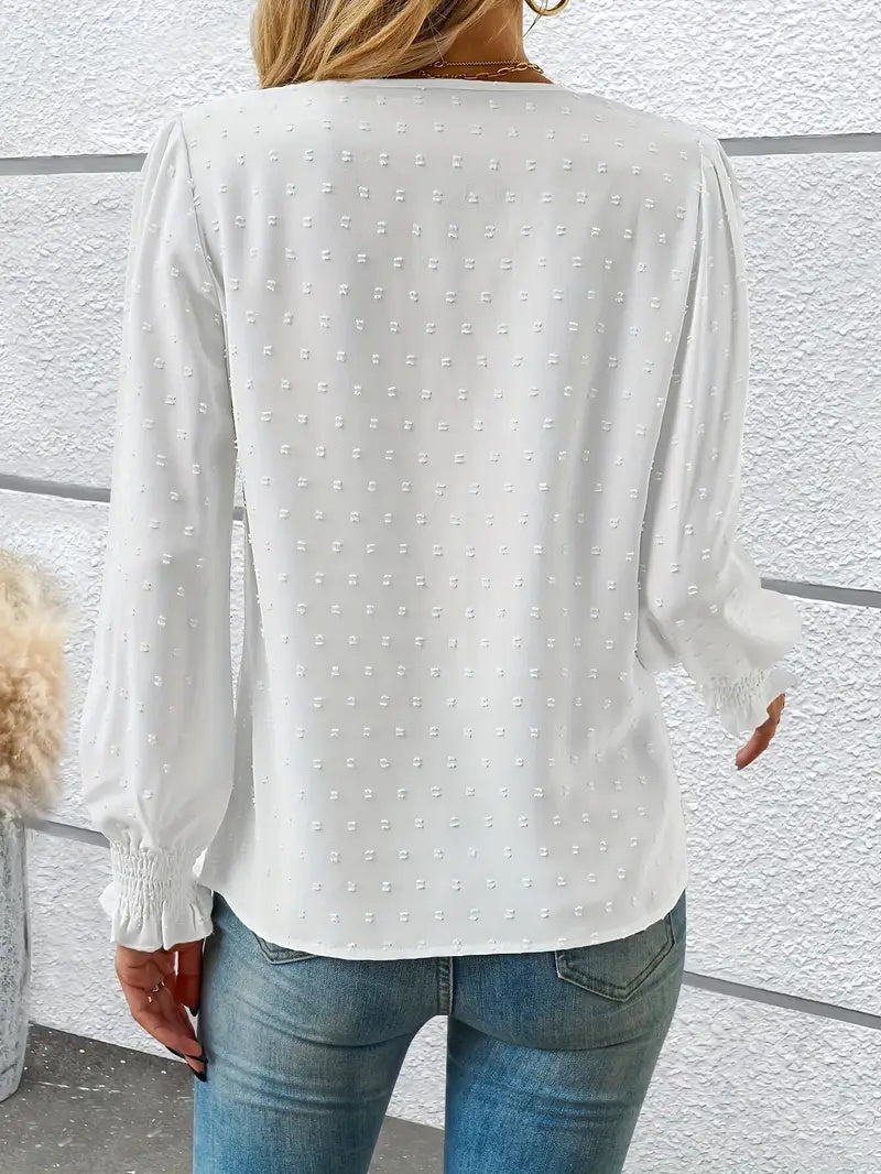 Elegant Swiss Dot Lace Blouse