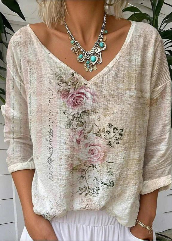 Vintage Floral V-Neck Top