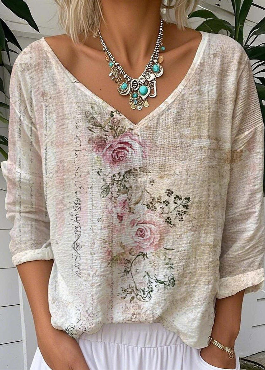 Vintage Floral V-Neck Top