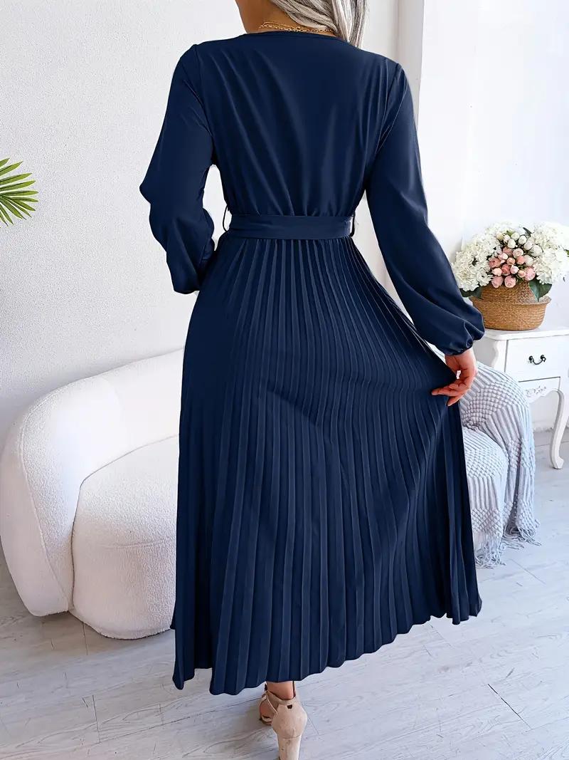 Elegant Pleated V-Neck Dress