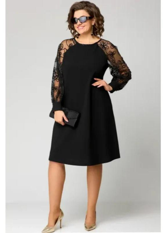 Lace Detail Crew Neck Dress