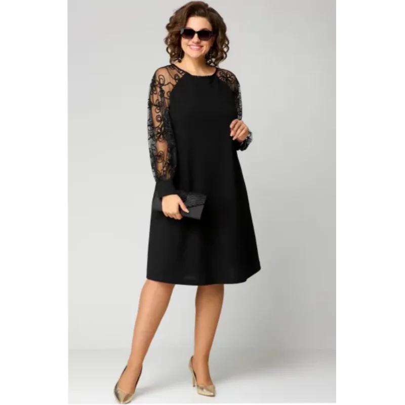 Lace Detail Crew Neck Dress