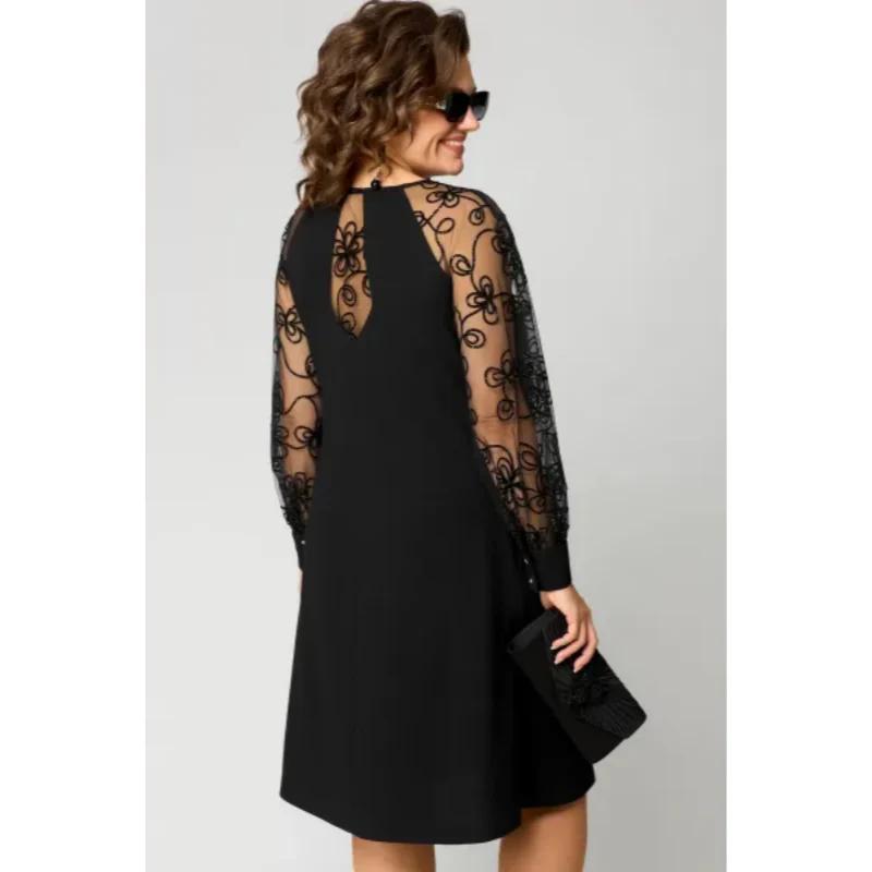 Lace Detail Crew Neck Dress