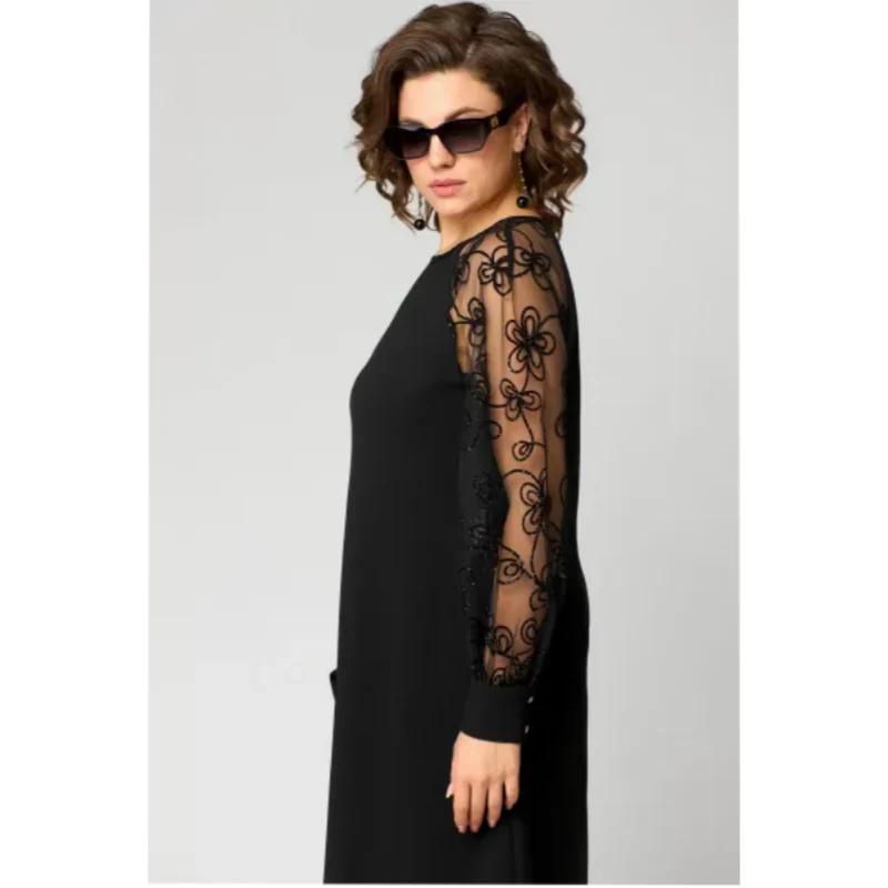 Lace Detail Crew Neck Dress