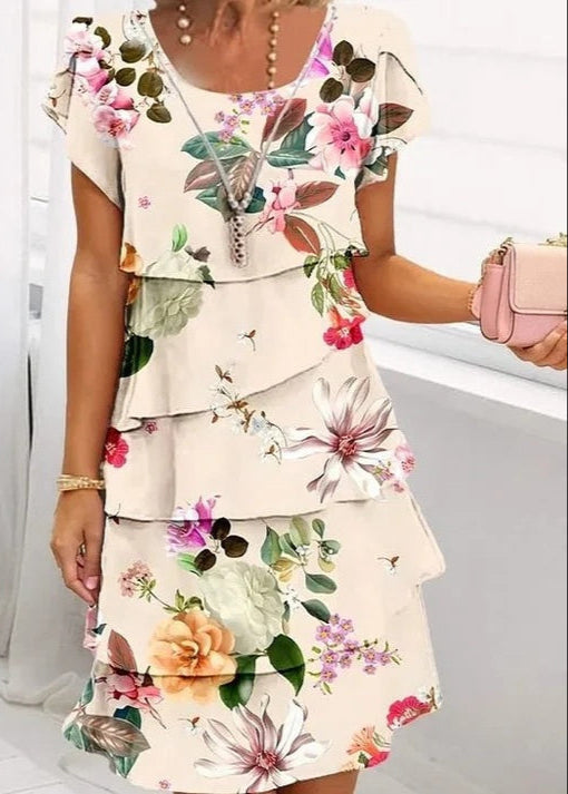 Cascading Floral Dress