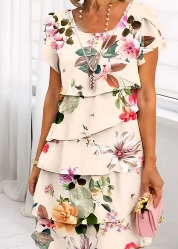 Cascading Floral Dress