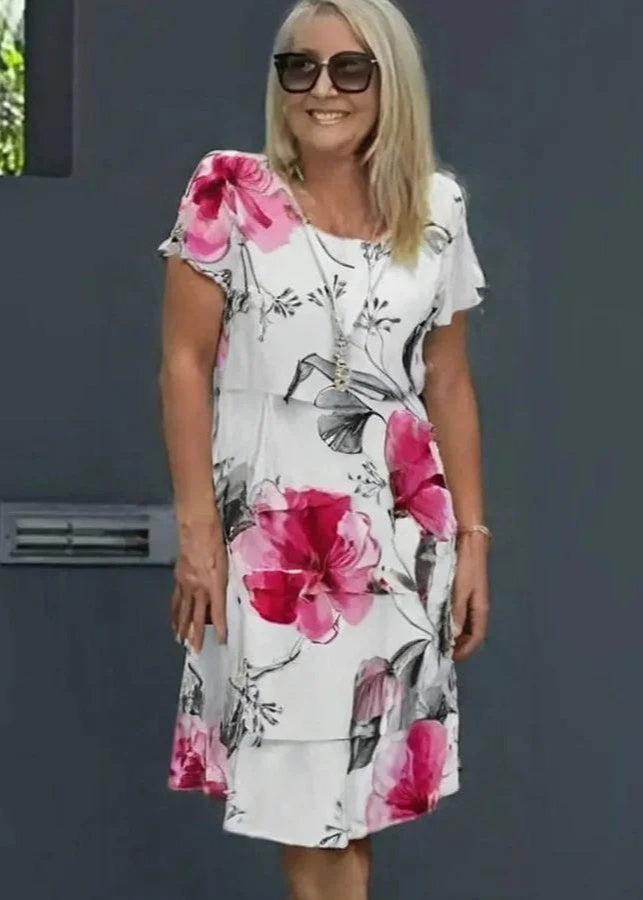 Cascading Floral Dress