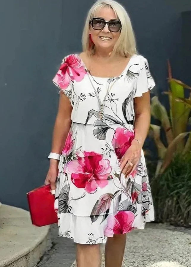 Cascading Floral Dress