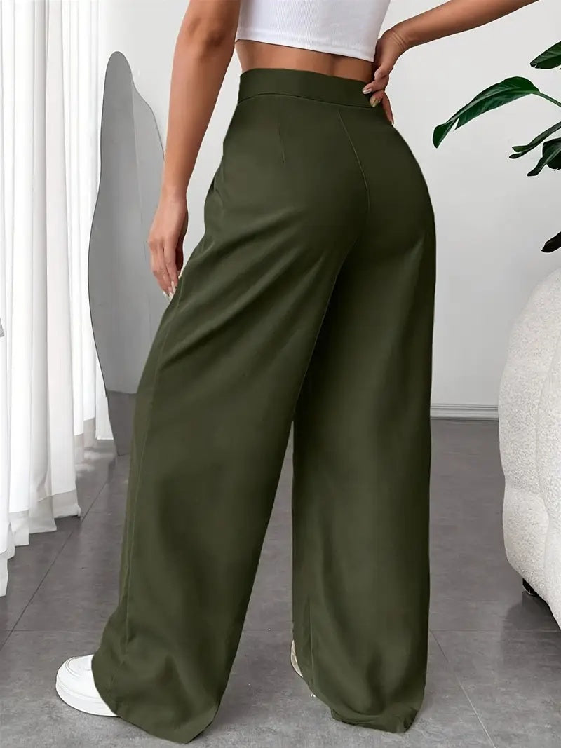 Elegant Pleated Straight-Leg Trousers