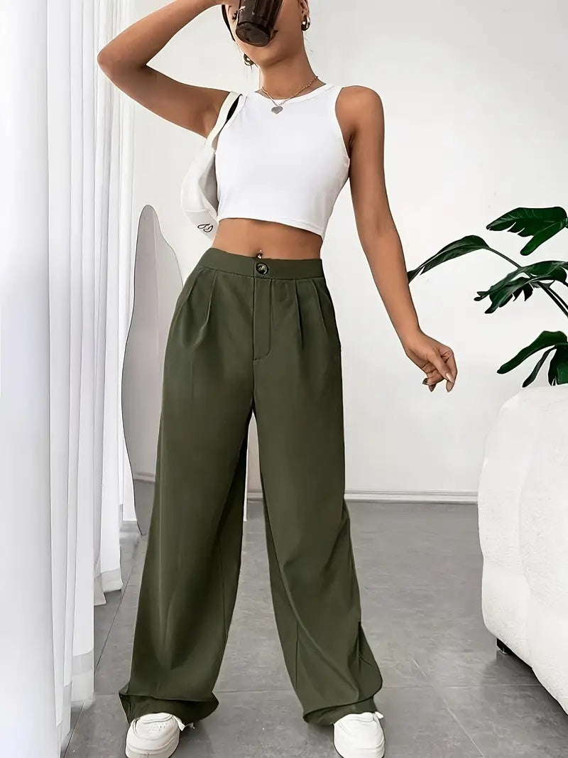 Elegant Pleated Straight-Leg Trousers