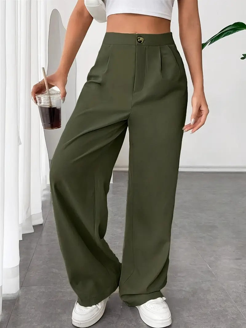 Elegant Pleated Straight-Leg Trousers