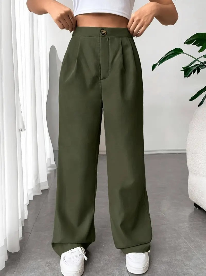 Elegant Pleated Straight-Leg Trousers