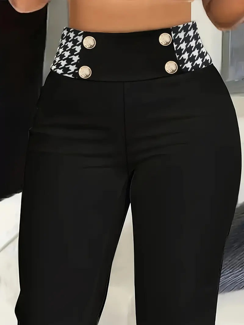 Chic Houndstooth Tapered Pants