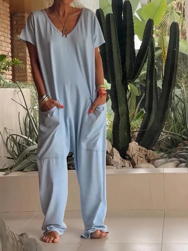 Lily Casual V-Neck Oversized Jumpsuit