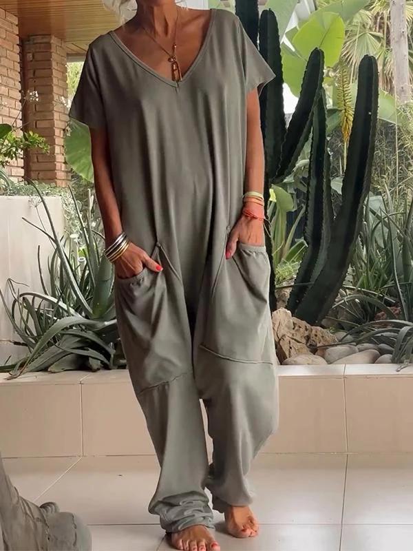 Lily Casual V-Neck Oversized Jumpsuit