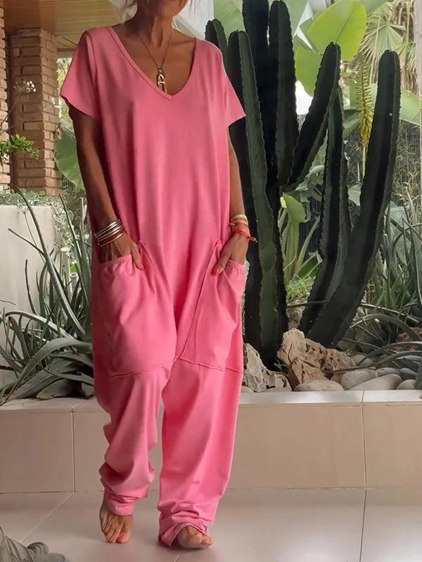 Lily Casual V-Neck Oversized Jumpsuit