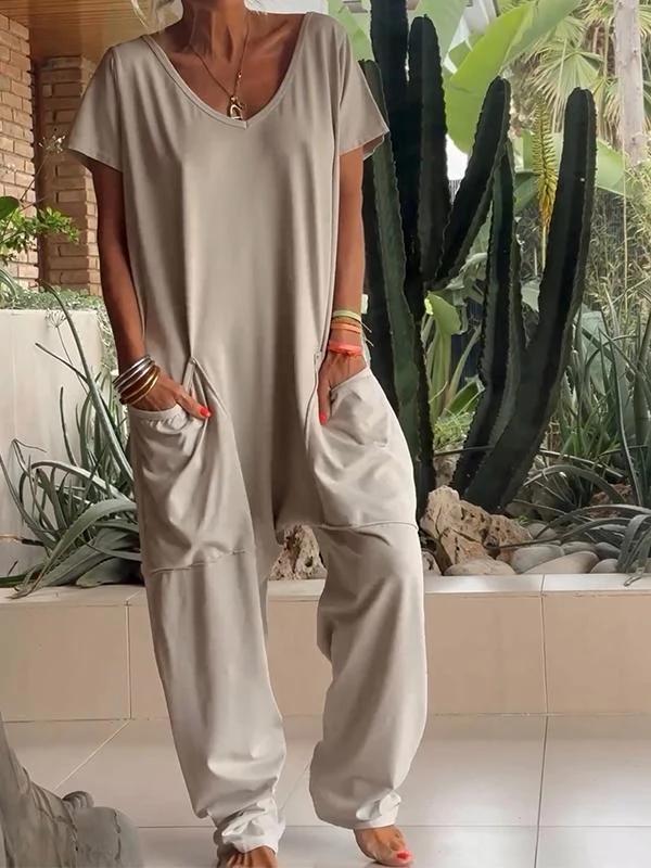 Lily Casual V-Neck Oversized Jumpsuit